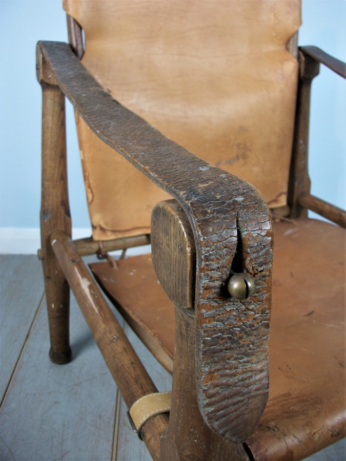 	English Oak Military Roorkhee Campaign Chair